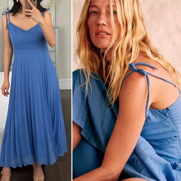 Sezane Nissa Dress Vintage Blue Size 36 4